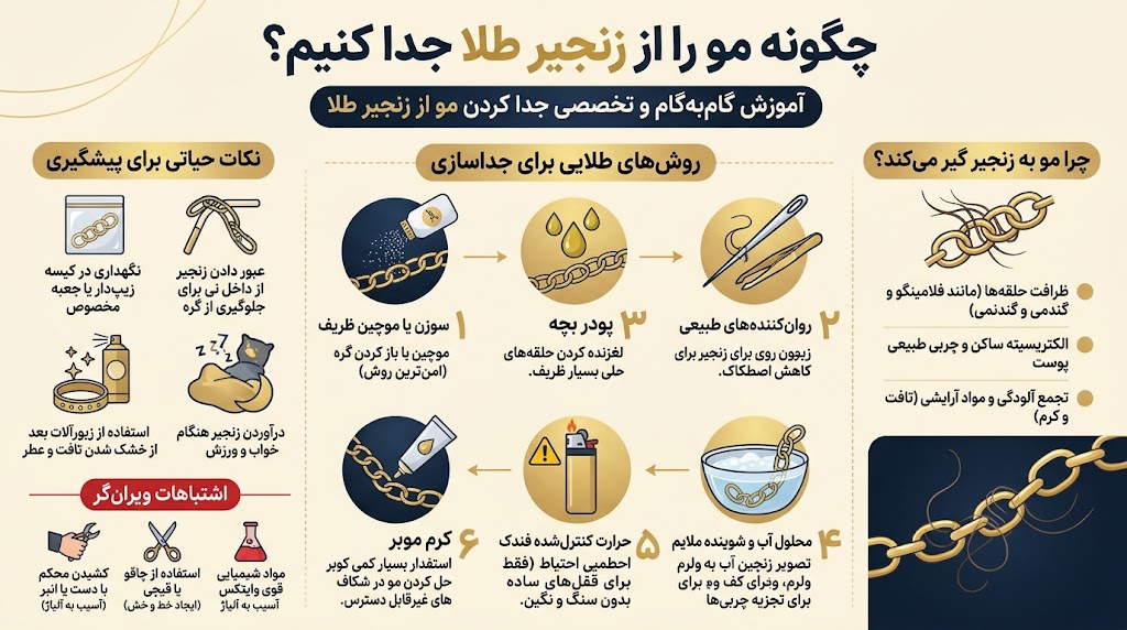 چگونه مو را از زنجیر طلا جدا کنیم